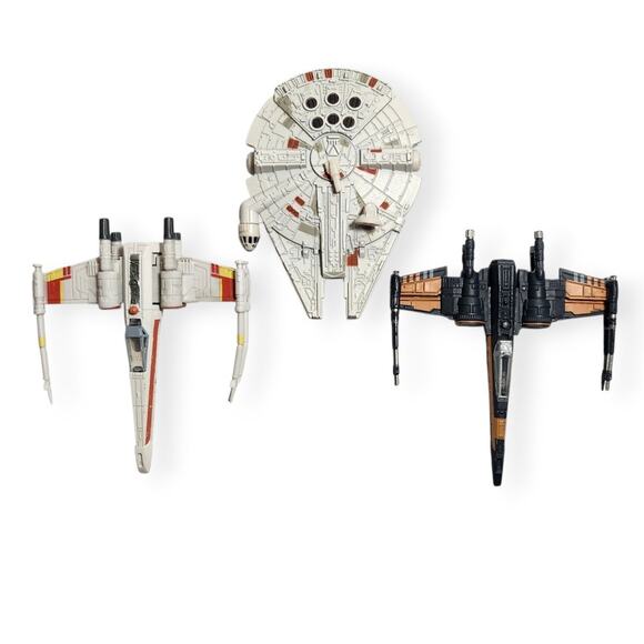 Star Wars X-Fighters And Millennium Falcon Diecast 3" Vehicles Loose Pre-owned - Picture 11 of 11